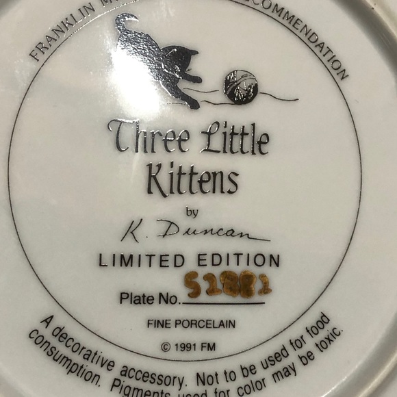 Three Little Kittens Collector Plate - Picture 3 of 5